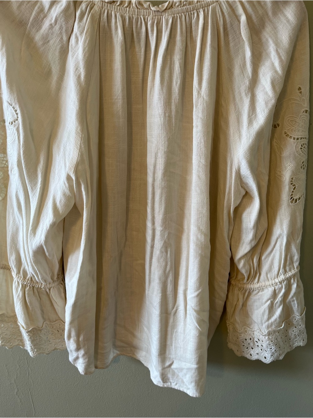 lovestitch Cream Eyelet Boho Peasant Blouse - Picture 4 of 9